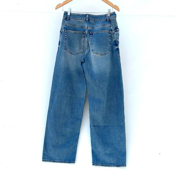 New ME+EM Twisted Seam Jeans Barrel Blue Wash Pants Size 26 Wide Leg Denim - Picture 3 of 12